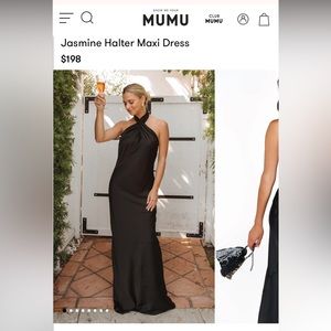 Show Me Your Mumu Jasmine Halter Maxi Dress, Black Luxe Satin, perfect condition